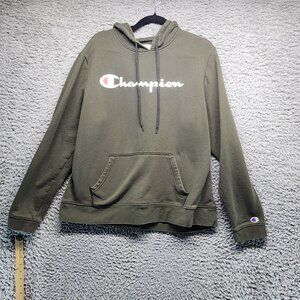 Champion Shirt Mens XL Olive Green Hoodie Pullover Kangaroo Pocket & Drawstring
